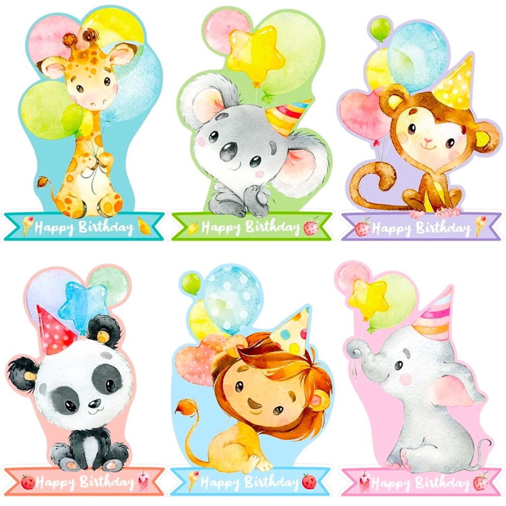 Happy Birthday 18 Cards for Kids Jungle Assortment with Envelopes. 36 pieces NEW